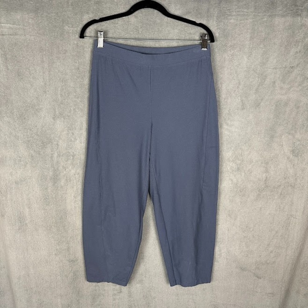 Eileen Fisher Pants Womens Small Petite Gray Pullon Barrel Leg Neutral Preppy